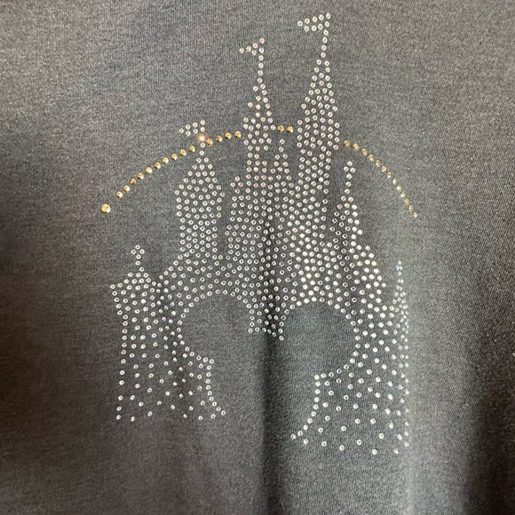 Disney Parks Bedazzled Castle Mickey Gray Hoodie Sweatshirt Women’s Size 2X - Picture 4 of 12